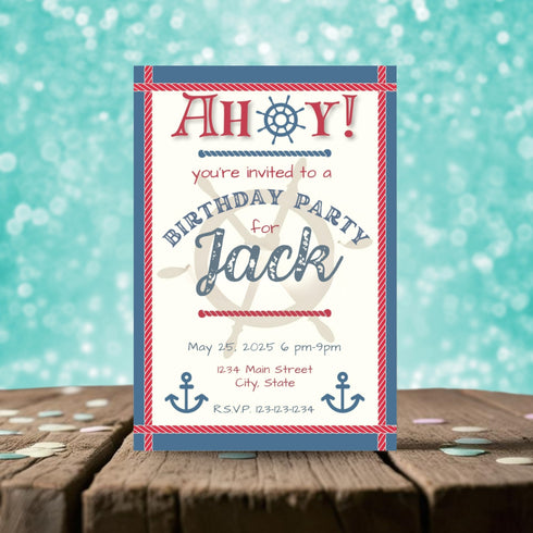Personalized Nautical Birthday Party Invitation