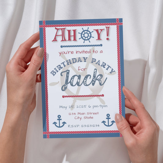 Personalized Nautical Birthday Party Invitation