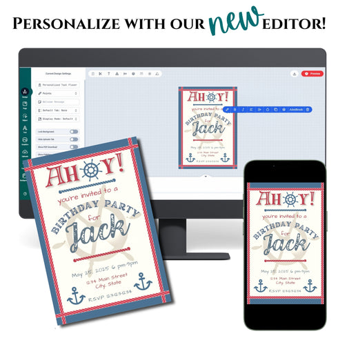 Personalized Nautical Birthday Party Invitation