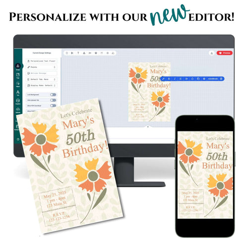 Personalized Orange Milestone Birthday Invitation