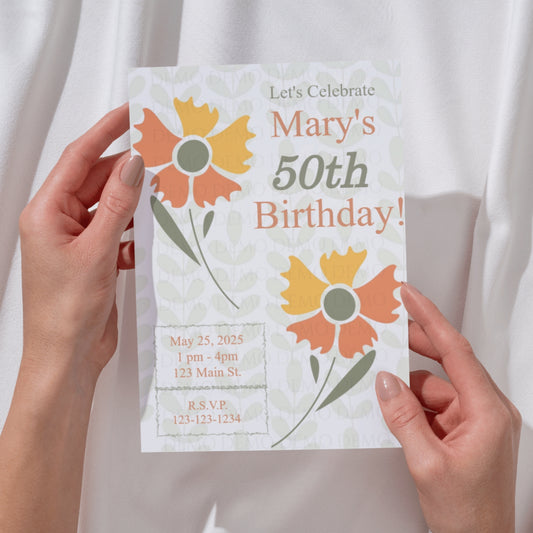 Personalized Orange Milestone Birthday Invitation