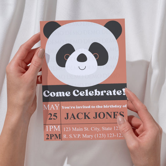 Personalized Panda Birthday Party Invitation