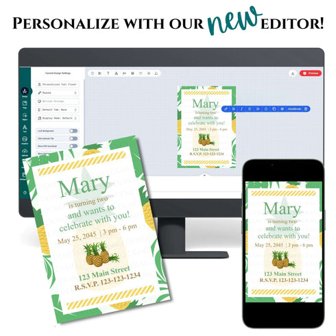 Personalized Pineapple Birthday Invitation