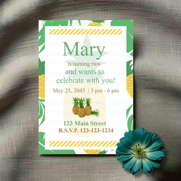 Personalized Pineapple Birthday Invitation