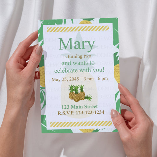 Personalized Pineapple Birthday Invitation