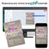 Baby shower invitation design on a computer screen, phone, and paper with text 'Personalize with our new editor'.