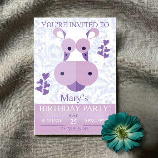Personalized Purple Cow Invitation