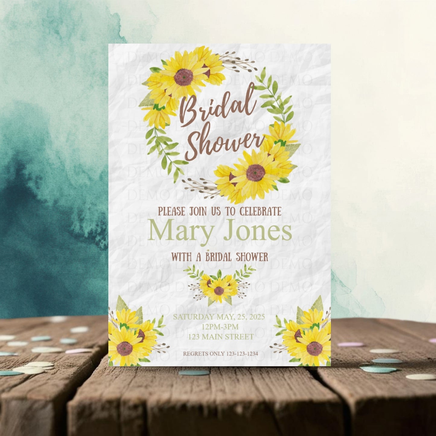 Personalized Sunflower Bridal Shower Invite