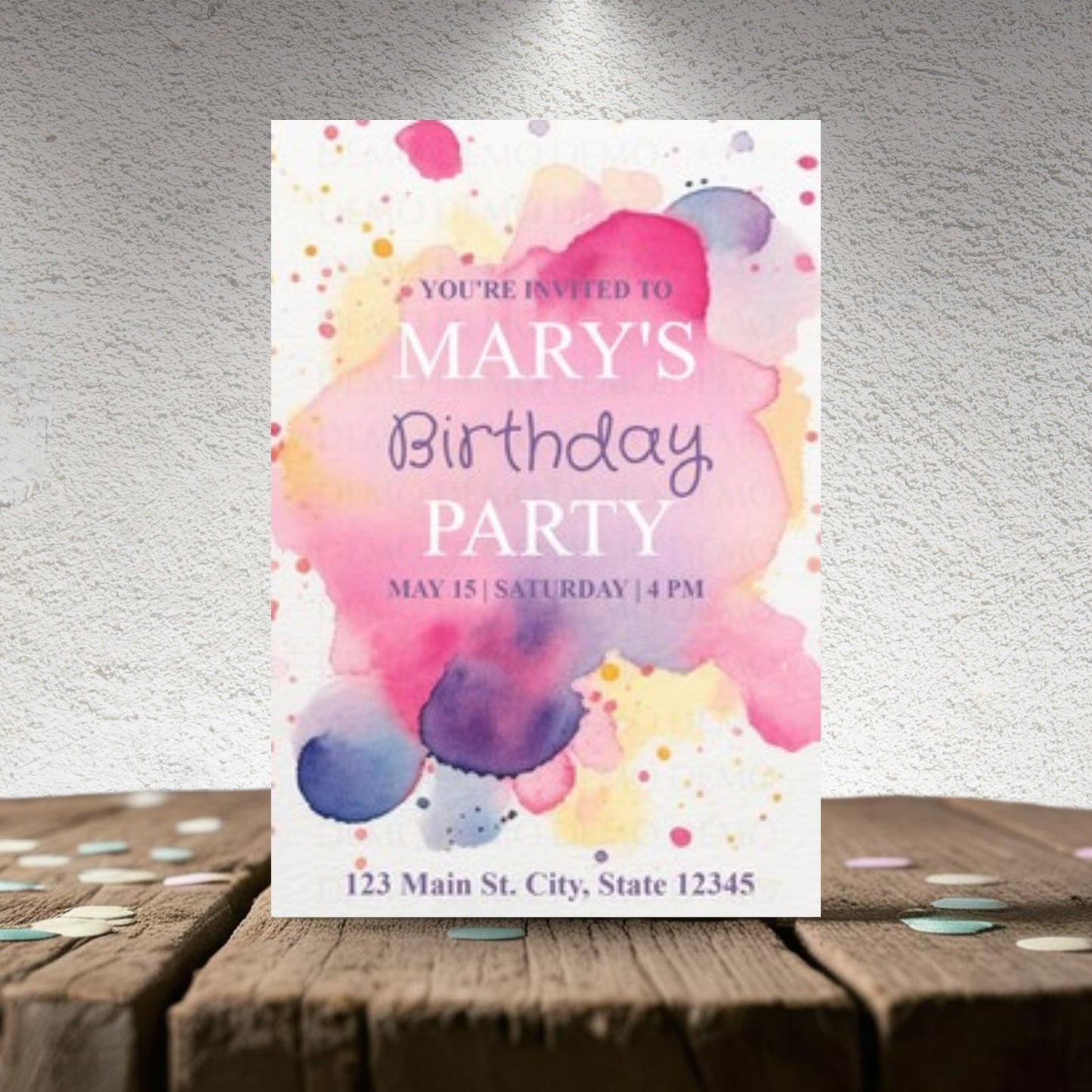 Personalized Watercolor Floral Birthday Invitation