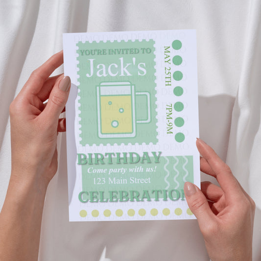 Personalized Beer Mug Birthday Invitation