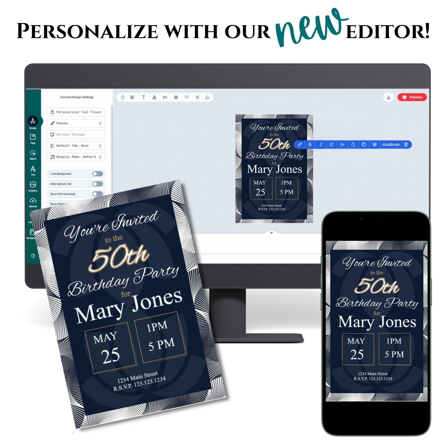 Personalized Elegant 50th Invitation
