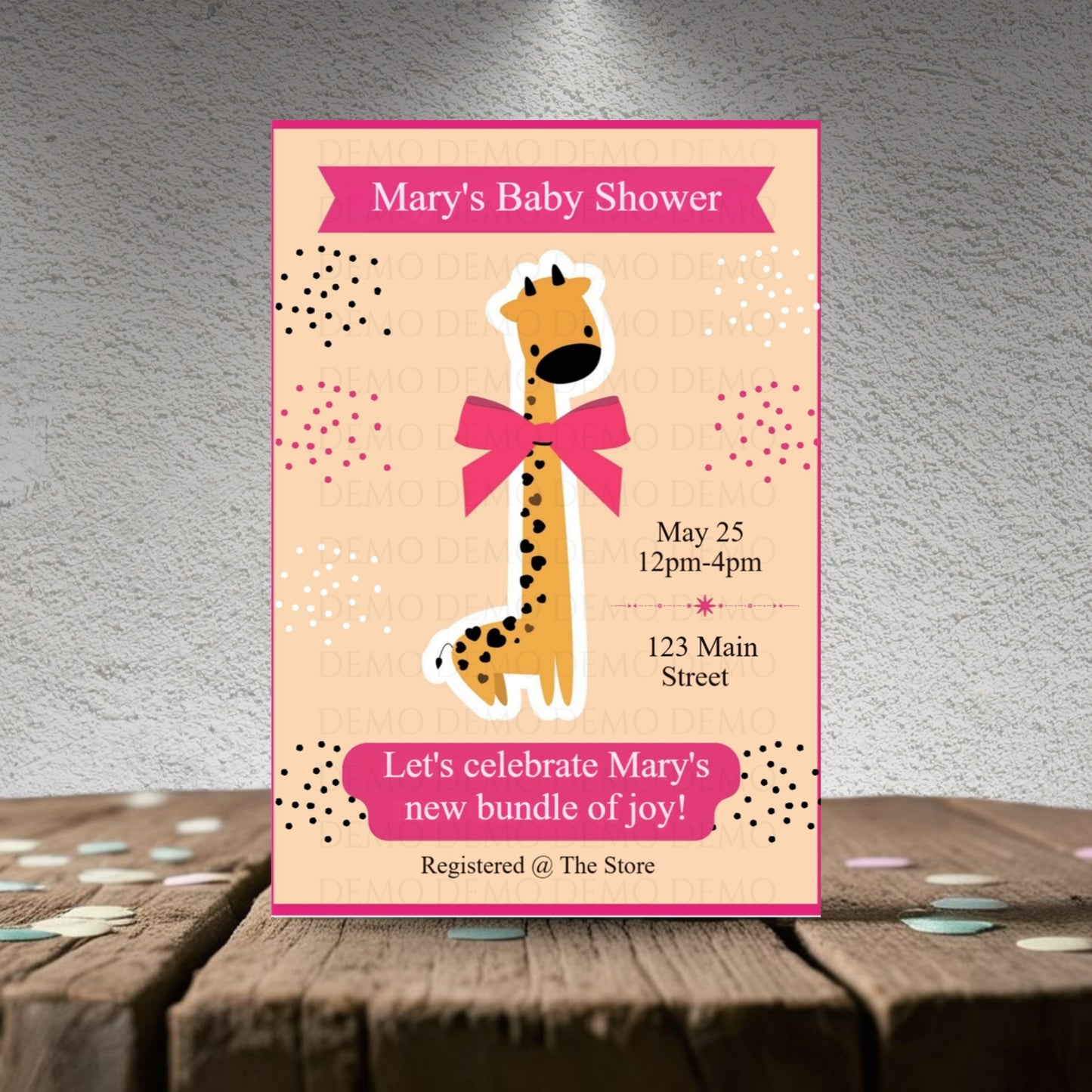 Personalized Giraffe Baby Shower Invitation II
