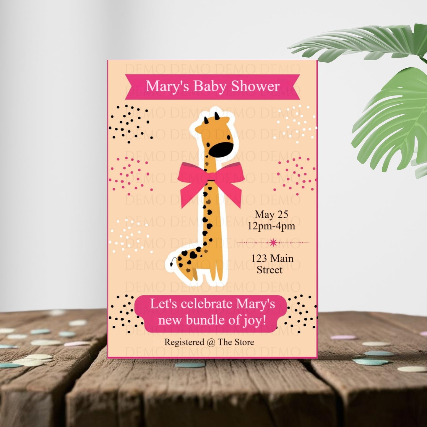 Personalized Giraffe Baby Shower Invitation II