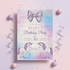 Personalized Unicorn Birthday Invitation with Bow – Editable Template