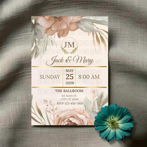 Petal Perfection Wedding Invitation – Editable Floral Design