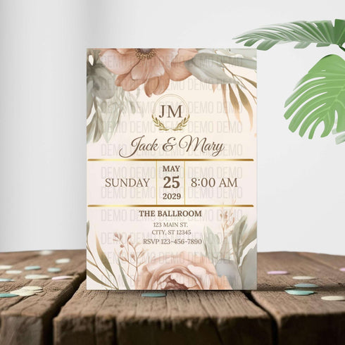 Petal Perfection Wedding Invitation – Editable Floral Design