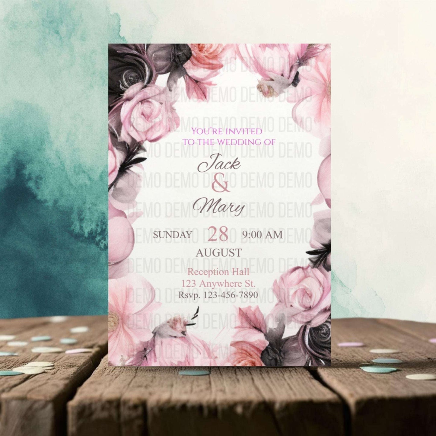 Petals of Love Wedding Invitation – Editable Floral Template