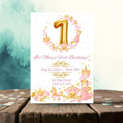 Princess First Birthday Personalized Invitation