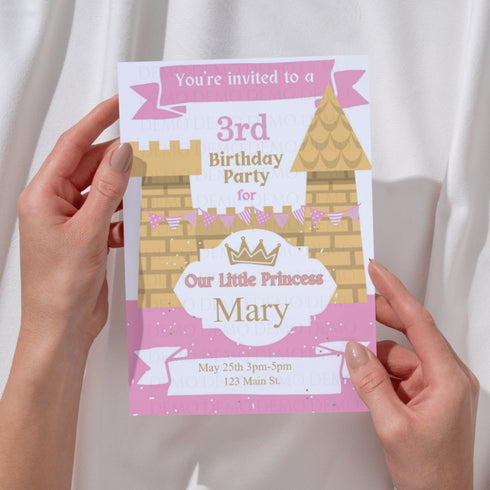Personalized Castle Invitation | Pink