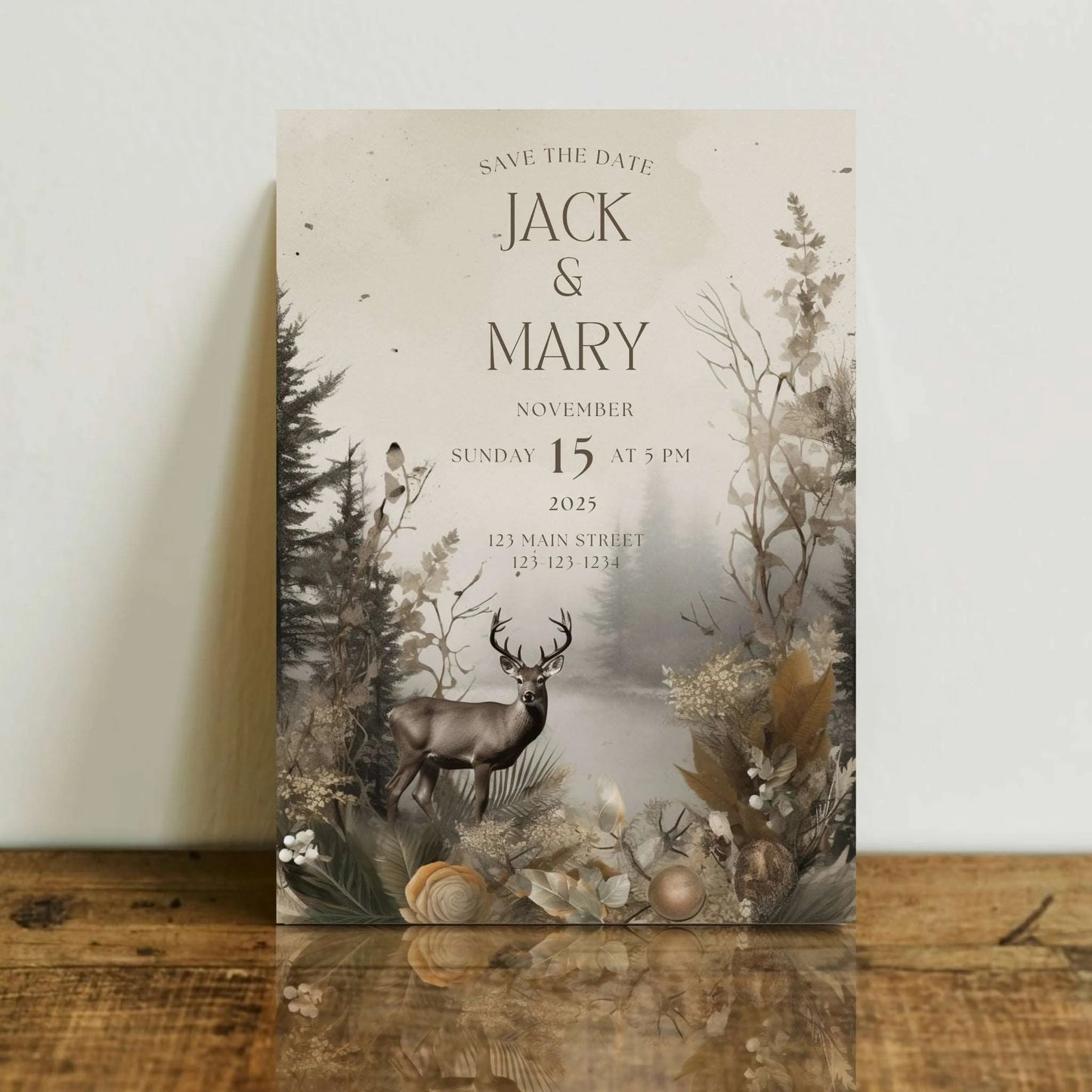 Rustic Deer Wedding Invitation
