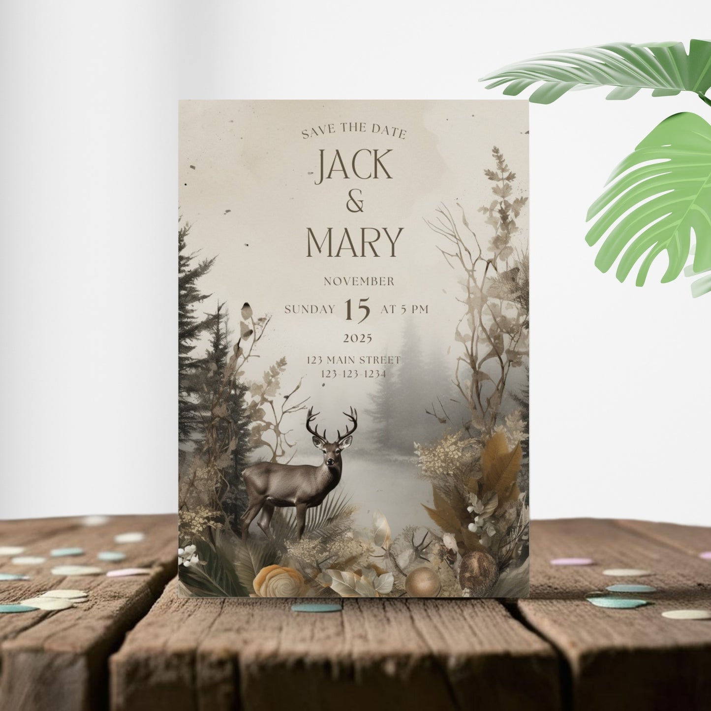 Rustic Deer Wedding Invitation