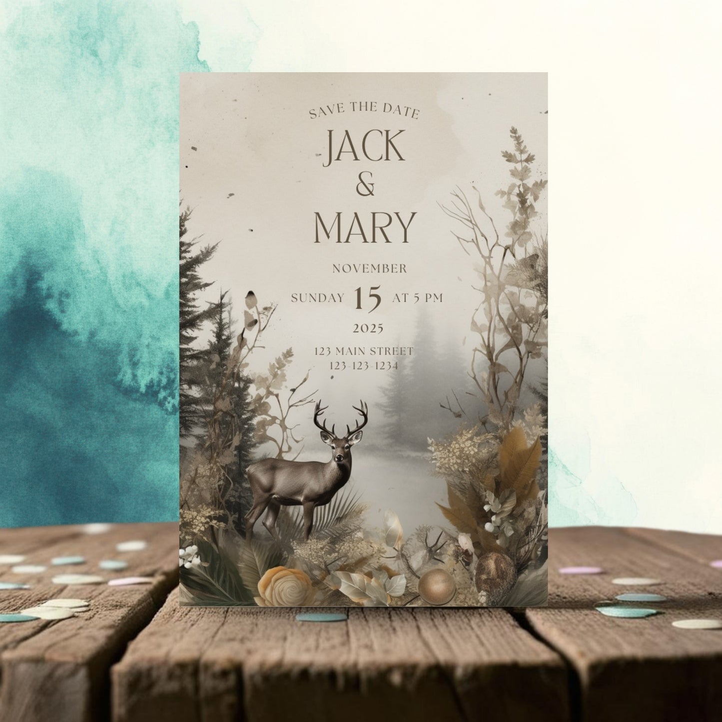 Rustic Deer Wedding Invitation