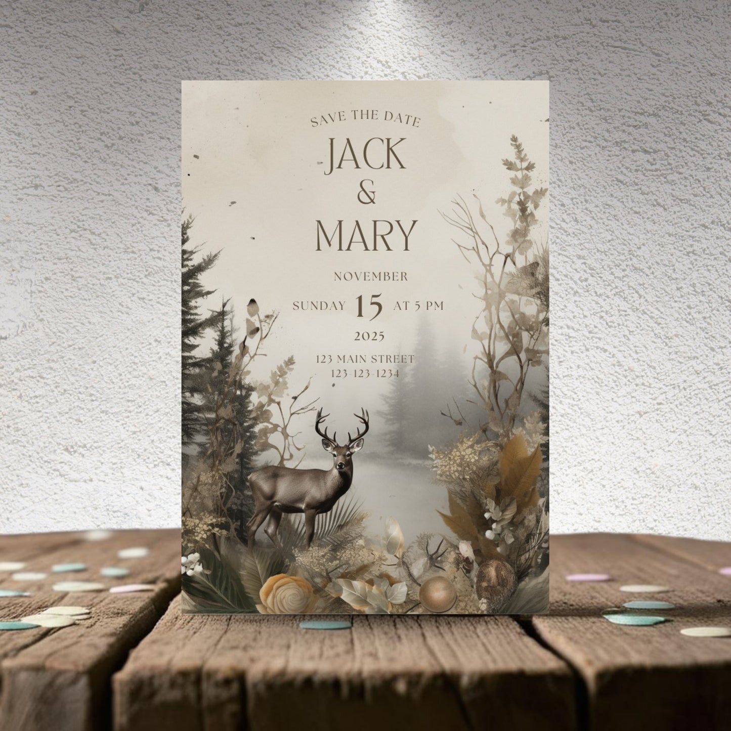 Rustic Deer Wedding Invitation