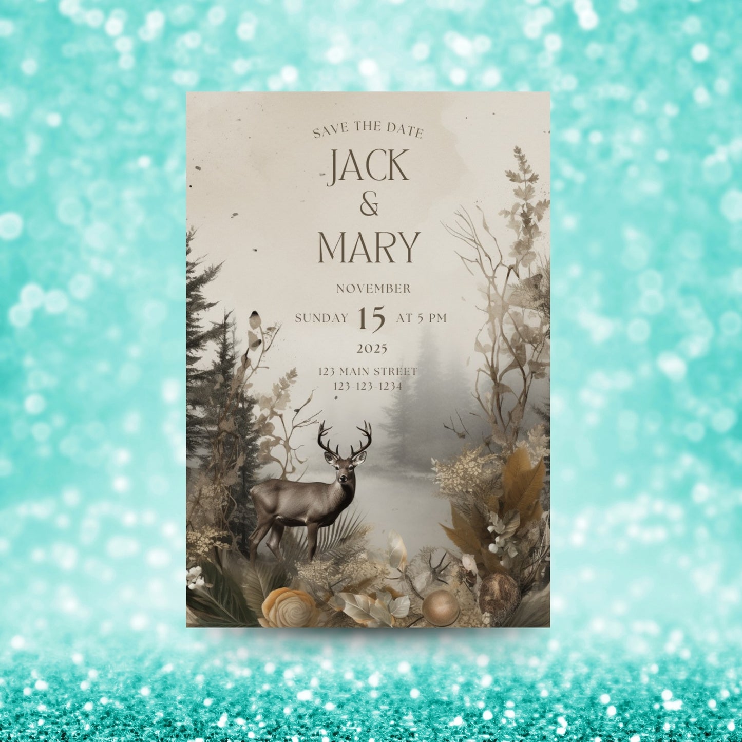 Rustic Deer Wedding Invitation