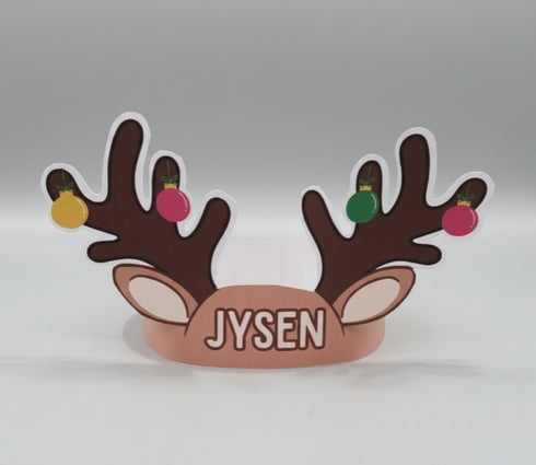 Personalized Reindeer Headband Printable | Christmas Party Headband for Kids