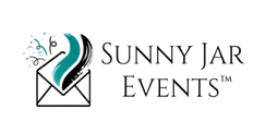 Logo of Sunny Jar Events with a stylized envelope and feather design on a white background.