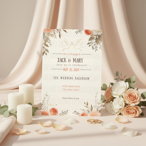 Personalized Bridal Shower Dove Invitation | Editable Elegant Template