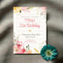 Invitation card for a 21st birthday celebration with floral design on a textured surface.