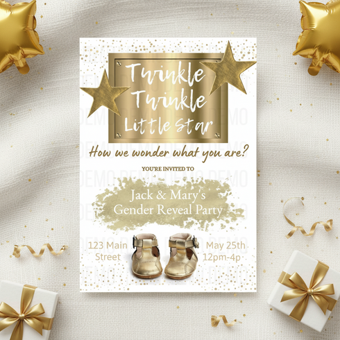 Twinkle Little Star Gender Reveal Invitation | Editable Digital Template