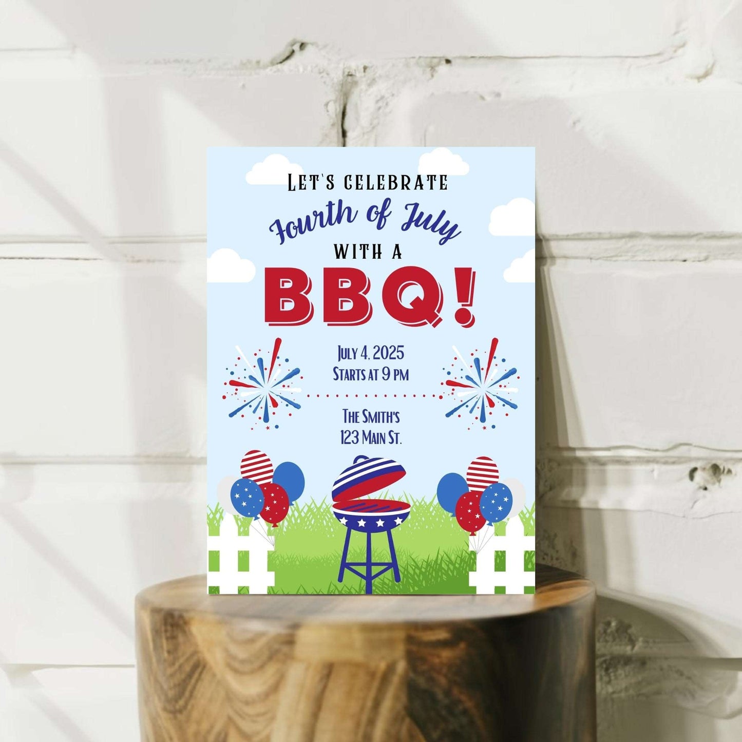 Personalized Fourth of July Firework Invitation