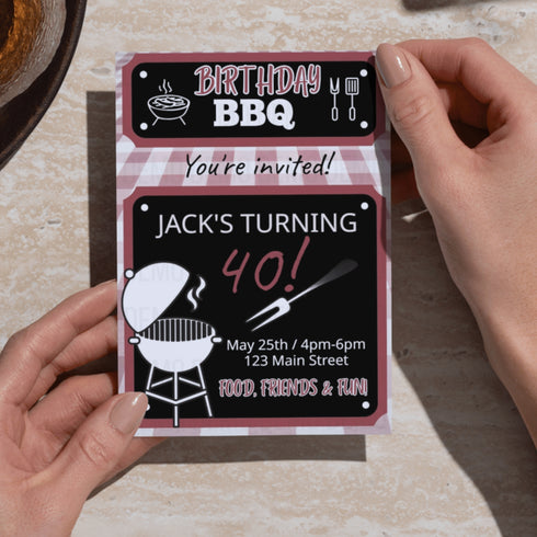 Milestone Birthday BBQ Party Invitation | Editable Digital Template