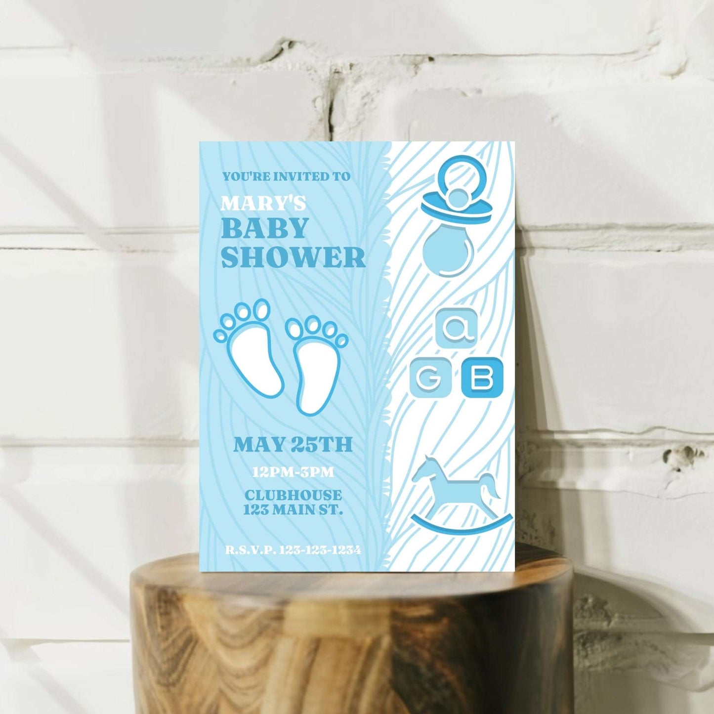 Personalized Baby Footprint Shower Invitation