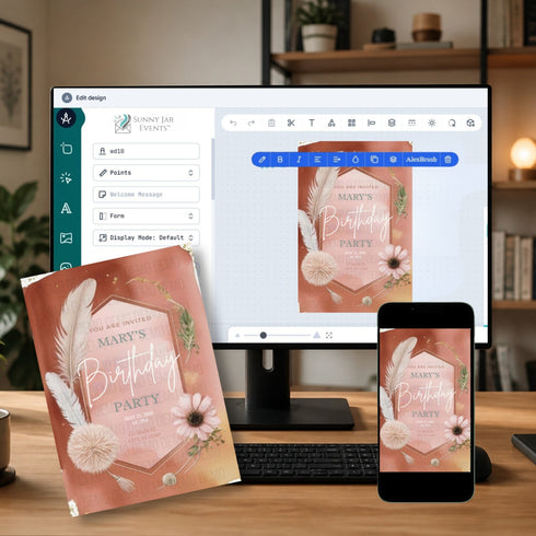 Boho Birthday Invitation Template | Editable Digital Invite