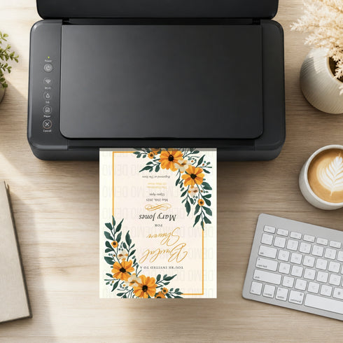 Yellow Floral Bridal Shower Invitation | Editable Elegant Party Template