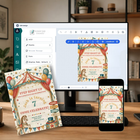 Watercolor Circus Birthday Invitation