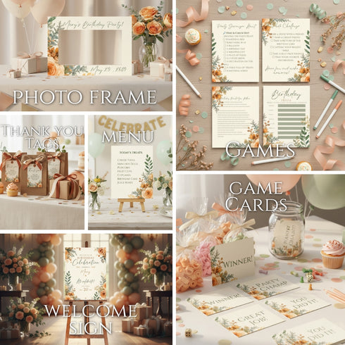 Floral Birthday Party Collection | Editable Birthday Party Printables