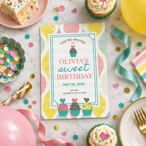 Personalized Cupcake Birthday Invitation