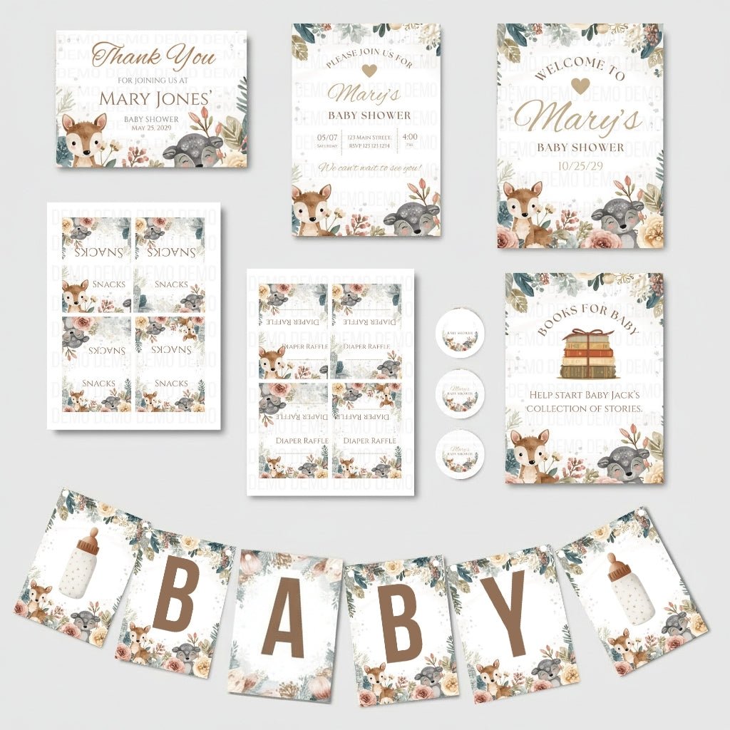 Woodland Baby Shower Party Bundle