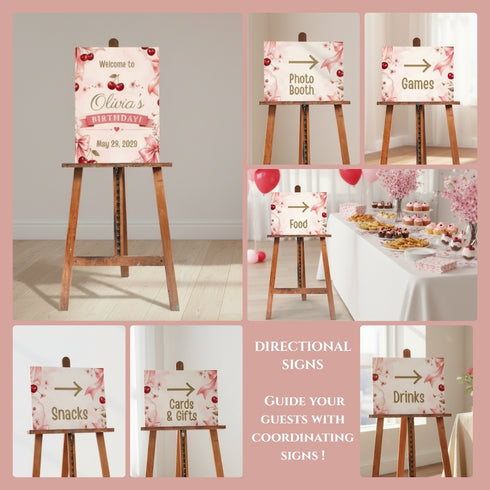 Cherry Birthday Party Bundle | Cherry & Bow Birthday Decorations