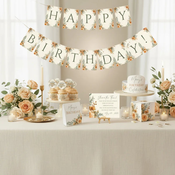 Floral Birthday Party Collection | Editable Birthday Party Printables