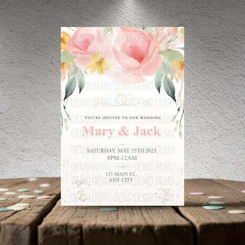 Floral Elegance Wedding Invitation – Editable Romantic Template