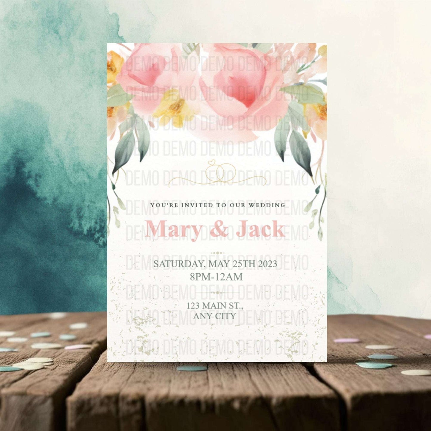 Floral Elegance Wedding Invitation – Editable Romantic Template