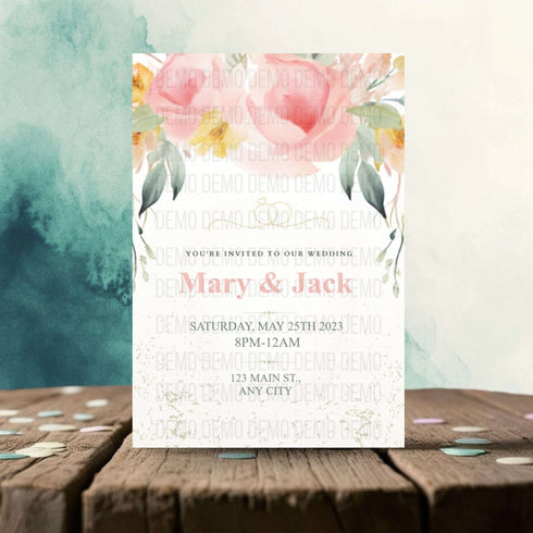 Floral Elegance Wedding Invitation – Editable Romantic Template