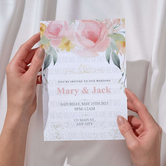 Floral Elegance Wedding Invitation – Editable Romantic Template