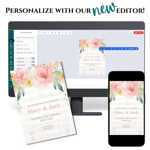 Floral Elegance Wedding Invitation – Editable Romantic Template