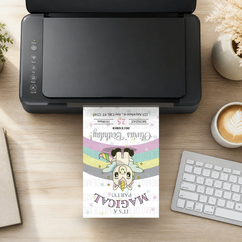 Cute Unicorn Magical Birthday Party Invitation for Kids